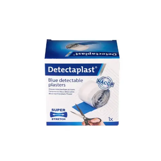 [45618] Detekterbar plasterrulle m/ super stretch, 8cm x 1m, blå, Detectaplast, (1 stk.)
