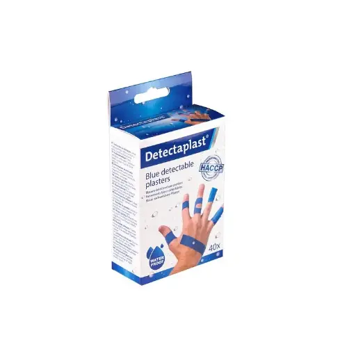 [45624] Blandet detekterbar plaster-pakke, vandtæt, blå, 5 størrelser, Detectaplast, (pk á 40 stk.)