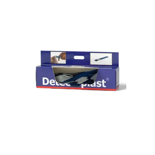[45634] Plasterdispenser m/ 50stk 120x20mm blå detekterbare plastre m/ super stretch, Detectaplast, (1 stk.)
