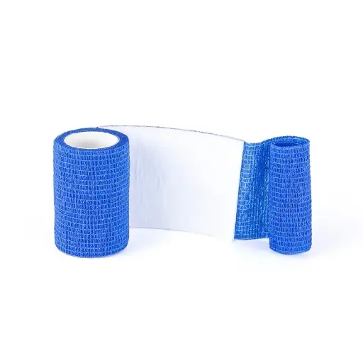 [45646] Slevklæbende bandage m/ pad, blå & detekterbar, 6x8cm, Detectaplast, (1 stk.)