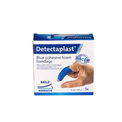 [45649] Detekterbar skumbandage, 3cm x 4,5m, blå, Detectaplast, (1 stk.)