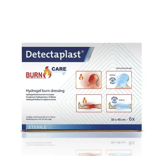 [45661] Brandsårsforbinding, 30x40cm, Detectaplast Hydrogel, (6 stk.)