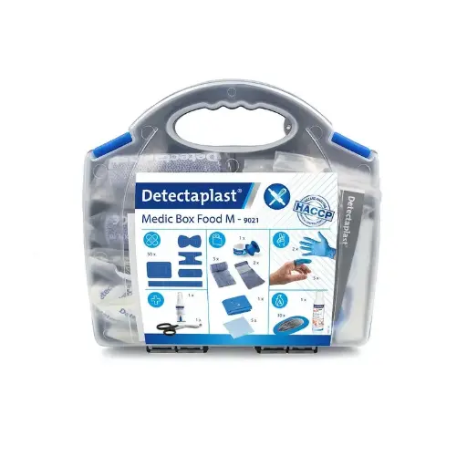 [45676] Plasterboks t/ bageri, blå & detekterbare, Detectaplast, (1 stk.)