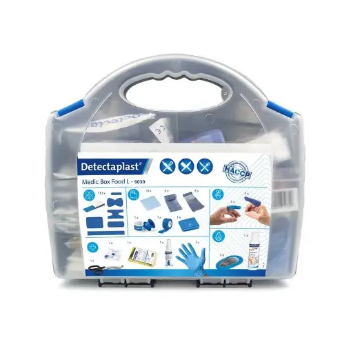 [45678] Stor plasterboks t/ fødevareindustrien, blå & detekterbare, Detectaplast, (1 stk.)