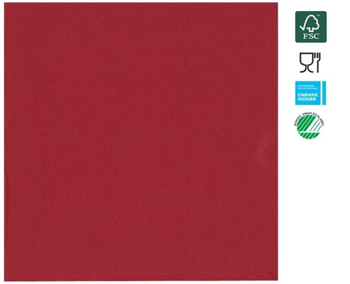 [11450] Middagsserviet, 3-lags, 1/4 fold, 40x40cm, bordeaux, nyfiber, (1400 stk.)