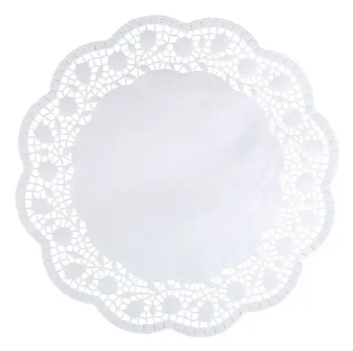 [45796] Kagepapir, Ø34cm, hvid, papir, udhugget, rund, (2000 stk.)