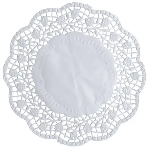 [45799] Kagepapir, Ø18cm, hvid, papir, udhugget, rund, (5000 stk.)