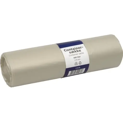 [45819] Containersæk, 660 l, klar, LDPE/genanvendt, 196x175,5cm, 40 my, (10 rl á 6 stk, 60 stk.)