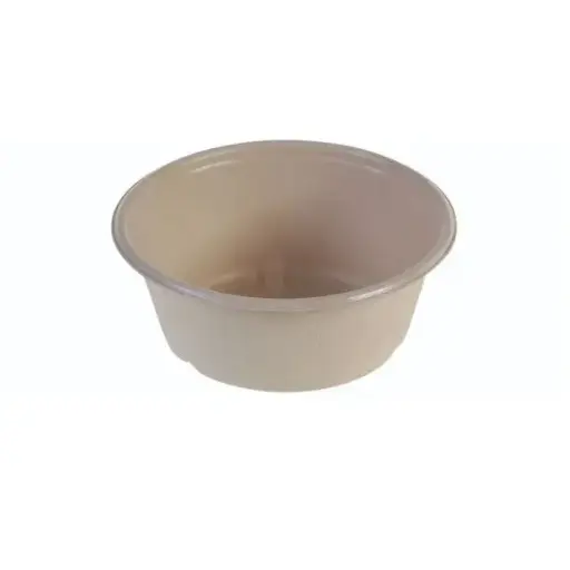 [46455] Dyb tallerken, PFAS-free, sukkerrørsfiber, 600ml, Ø15,1x6cm, natur, HD biocoated, Naturesse, (300 stk.)