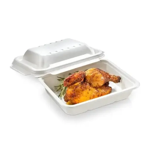 [46460] Transportbakke, Menu, PFAS-free, sukkerrørsfiber, 1000ml, 22,7x17,8x4,3cm, hvid, HD biocoated, Naturesse, (250 stk.)
