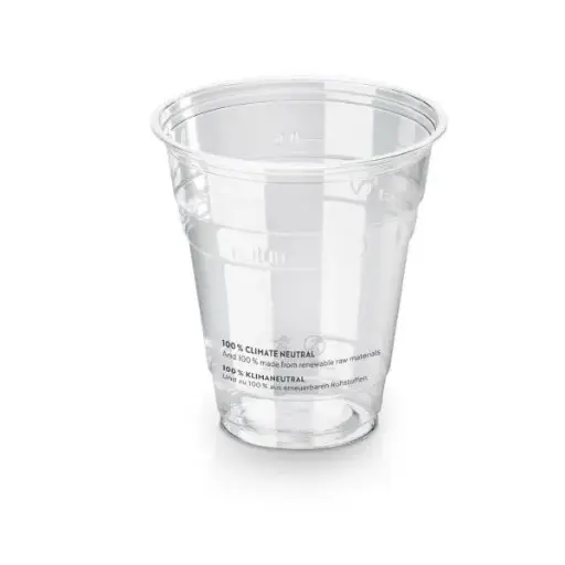[46466] Plastikkrus, PLA, 300ml, Ø9,6cm, printet SUP, glasklar, Naturesse, (1200 stk.)