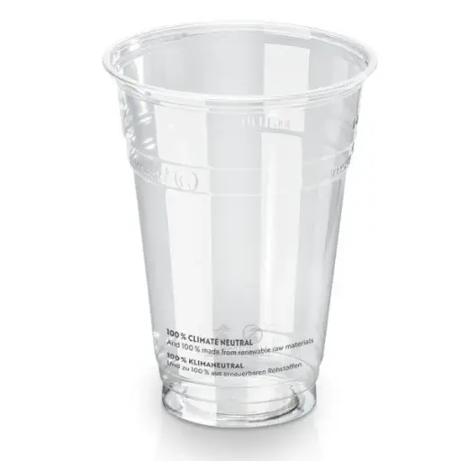 [46467] Plastikkrus, PLA, 400ml, Ø9,6cm, printet SUP, glasklar, Naturesse, (1200 stk.)
