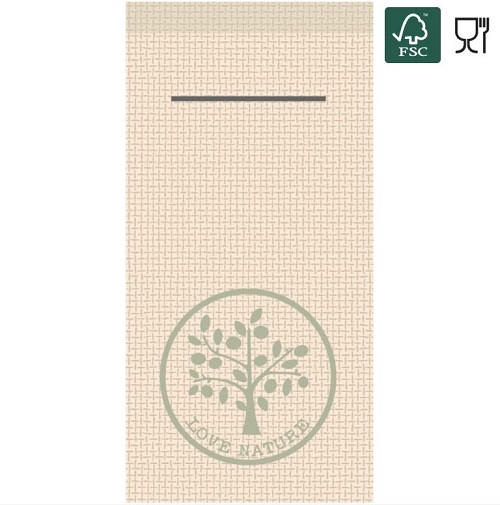 [11518] Bestikserviet, Love Nature Jute, 1/8 fold, 40x40cm, pebble stone, airlaid, (300 stk.)