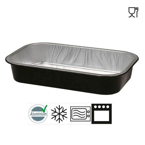 [11523] Alubakke, Ready2Cook, 26,5x16,2x4,7cm, sort, aluminium, 1400 ml, (300 stk.)