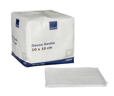 [11605] Gaze kompres, 8-lags, 10x10cm, hvid, usteril, 17-tråds, engangs, (5000 stk.)