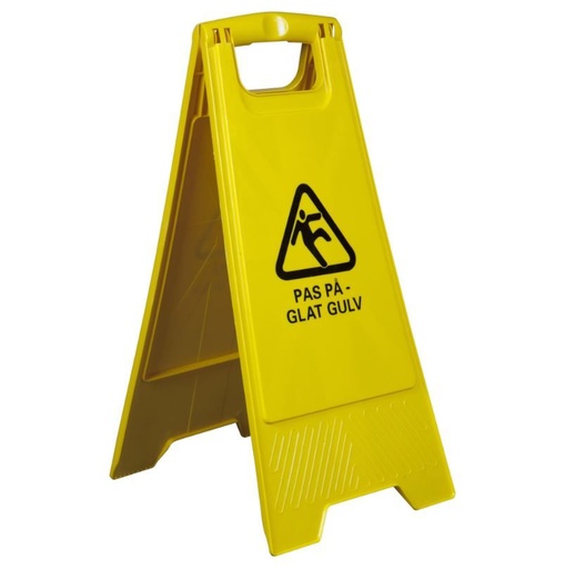 [11801] Glat gulv skilt, Advarselsskilt, 62x29,5cm, gul, plast, 2-sidet, (1 stk.)