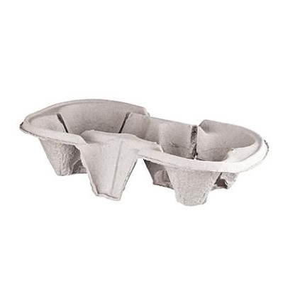 [11901] Dobbelt kopholder til 2 plastikkrus (Stor diameter, RPET krus og papkrus), 21,5x10,8x3,5cm, grå, pap, ubleget, (540 stk.)