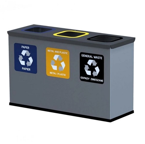 [11852] Eco station til affaldssortering, mini, 3 spande, 47x78x27cm, skaffevare (1 stk.)