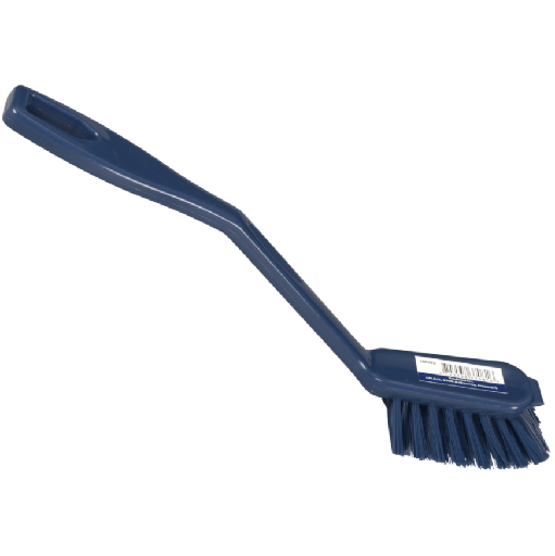 [10295] Opvaskebørste, 23,5cm, blå, PP/nylon, stive børstehår, skrabekant, (10 stk.)