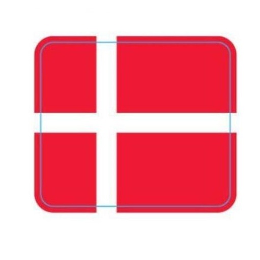 [11957] Etiket, Dansk flag, 3x2,6 cm, med frostlim, (500 stk.)