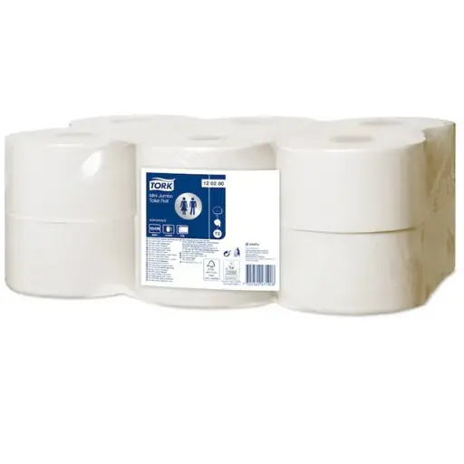 [12116] Jumborulle, T2 Advanced, 2-Lags, Mini, 170m x 9,4Cm, Ø18,8Cm, hvid, Genbrugspapir, Tork, 120280, (12 Stk.) 