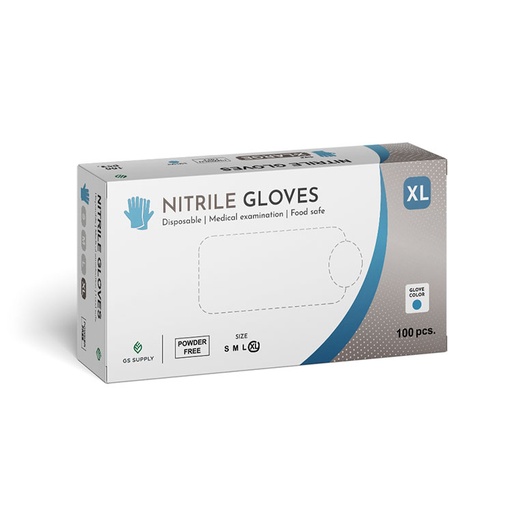 [12181] Nitrilhandsker, Classic, Blå, XL, Pudderfri, (100 stk.)