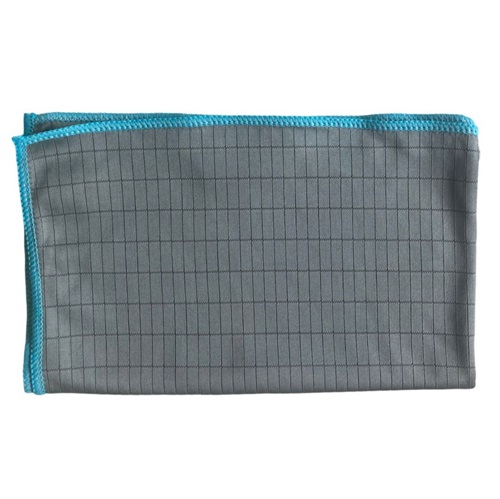 [12214] Viskestykke, mikrofiber, 50x60cm, gråt/turkis kant, (5 stk.)