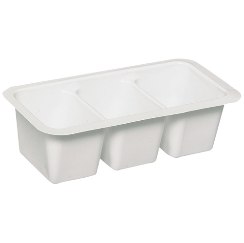 [10406] Dressingbæger, 75 ml, 10x5x2,5cm, hvid, PS, 3-rums, (2000 stk.)