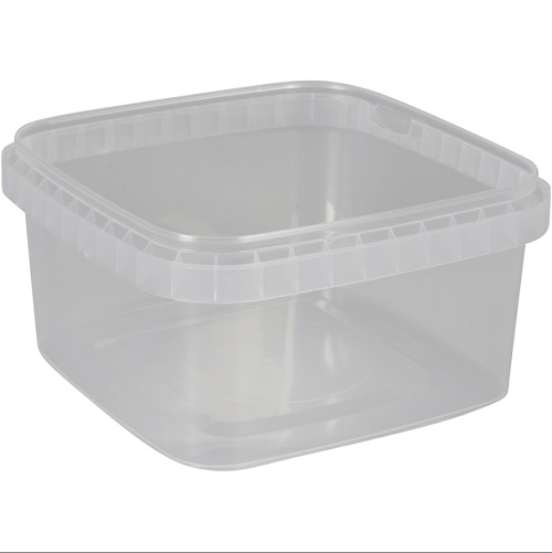 [10383] Condi bøtte, 12,8x12,8x6,5cm, 680 ml, klar, PP, 1-rums, tilhørende 10384, (10 stk.)