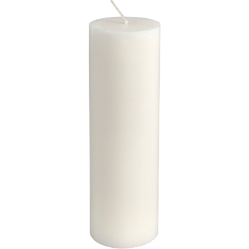 [10382] Bloklys, 20cm, Ø6cm, hvid, 60 timer, stearin, 100 % stearin, (12 stk.)