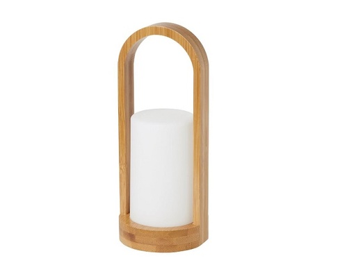 [12272] Lysestage til LED lys, Duni, bambus, 24xØ10cm, hvid, (4 stk.)