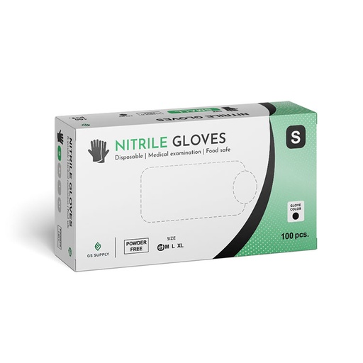 [10345] Nitrilhandsker, Classic, S, Sort, Pudderfri (100 stk.)