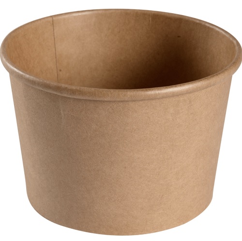 [10342] Suppebøtte, 7,7cm, Ø11,5cm, 500 ml, brun, kraft/PE, 16 oz, tilhørende 10341, (500 stk.)