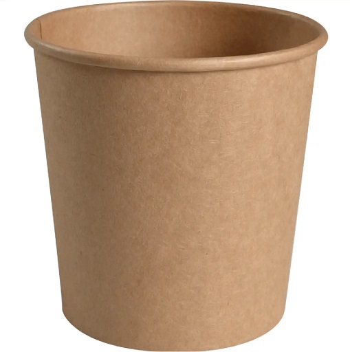 [10343] Suppebøtte, 11,3cm, Ø11,5cm, 750 ml, brun, kraft/PE, 24 oz, tilhørende 10341, (500 stk.)