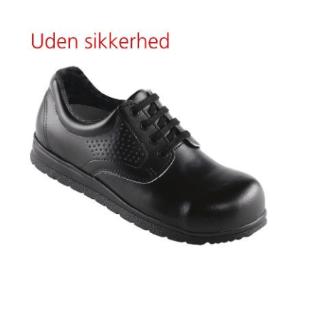 [10496] Kokkesko, Derby, sort, med snørebånd, u/sikkerhed.