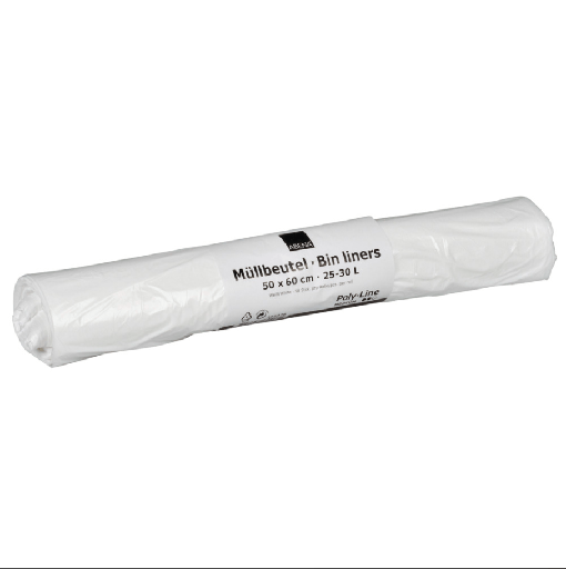 [10481] Spandepose, 25 l, hvid, LDPE/virgin, 50x60cm, 12,5 my (20 ruller á 50 stk, 1000 stk.)