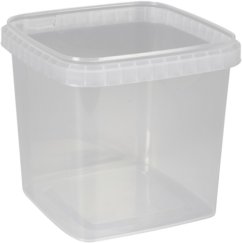 [10480] Condi bøtte, 12,8x12,8x11,8cm, 1280 ml, klar, PP, 1-rums, tilhørende 10384, (10 stk.)