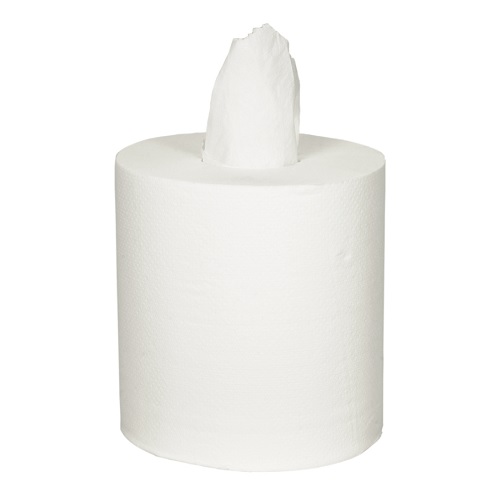 [10455] Håndklæderulle, neutral, 2-lags, Midi, 153mx20cm, Ø19cm, hvid, 100% nyfiber, uden hylse, (6 stk.)
