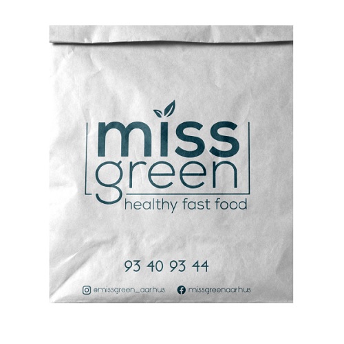 [4153994101] 17 L,  Papirspose u. hank, hvid, 350x170x450mm, 80 g/m² med "Miss Green"  print, 200 stk