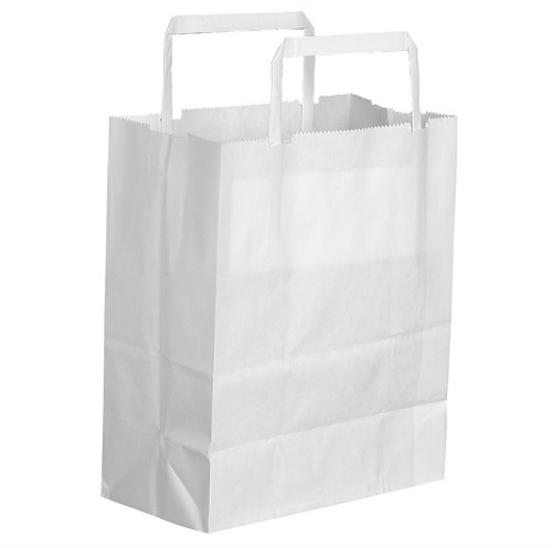 [10045] Bærepose, m. hank, 4,3 L, 18x10,5x23 cm, 70 gsm, hvid, papir, (500 stk.)