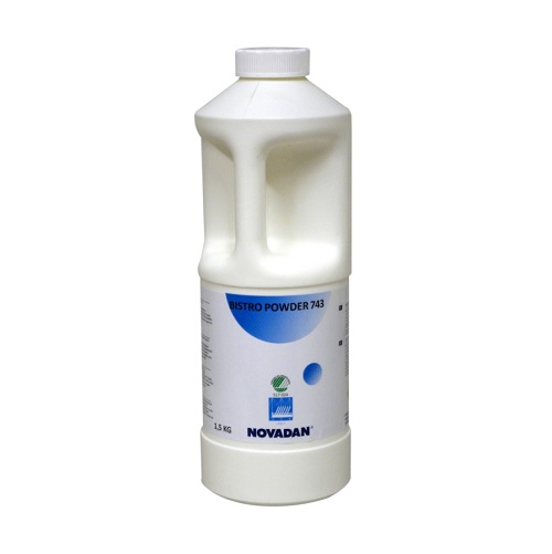 [10633] Maskinopvask, Novadan Bistro Powder 743, alusikker, uden klor, farve og parfume, 1,5 kg, (8 stk.)