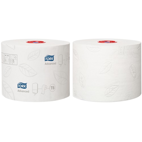 [10625] Toiletpapir, Tork T6 Advanced, 2-Lags, 100m x 9,9Cm, Ø13,1Cm, hvid, Blandingsfibre, Tork 127530, (27 Stk.)  