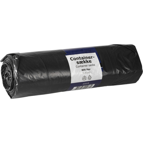 [13760] Containersække, 800L, 40my, sort, LDPE/genanvendt, 196x191cm, 10 ruller á 5 stk, (50 stk.)