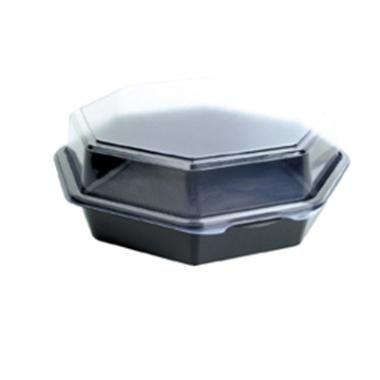 [10554] Multiboks med låg, 23x23x8cm, octaview, sort/klar, PS, Duni, (180 stk.)