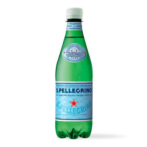 [10536] San Pellegrino, plastflaske, 0,5 L, Mineral vand med brus, (24 stk.)