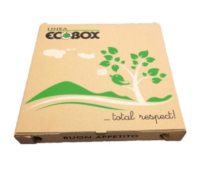 [10526] Pizzaæske, "ECOBOX" tryk, 29x29x3cm, brun, pap, (100 stk.)