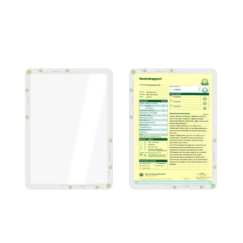 [15119] Inforamme, sticky-selvklæbende med magnetisk lukning, Securit, dobbeltsiddet A4, PP, smiley-Design grøn/hvid, (1 stk.)