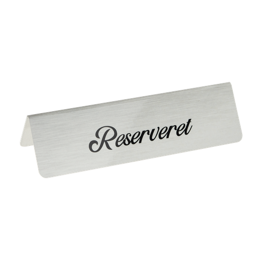[15192] "Reserveret", bordskilte, 15x4 cm, aluminium, aluminium-Design med sort skrift, (5 stk.)