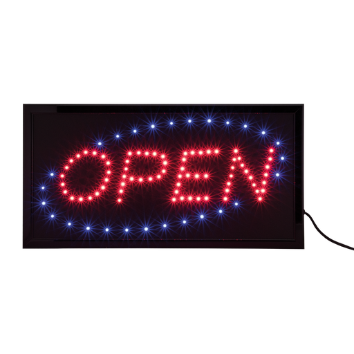 [15216] LED-open skilt, tofarvet lys, Securit, 24x48x2 cm, inkl. Strømkabel, metal, sort, (1 stk.)