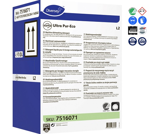 [10837] Maskinopvask, Diversey Suma Ultra Pur-Eco L2, 10 l, SafePack, til blødt vand, uden klor, farve og pa, (1 stk.)